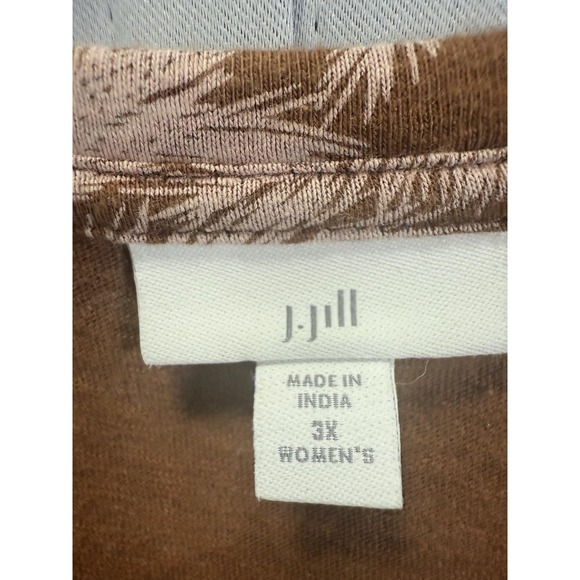J Jill Dress Womens 3X Brown Pink Leaf Print Sleeveless V Neck Button Up Tunic - Picture 2 of 6